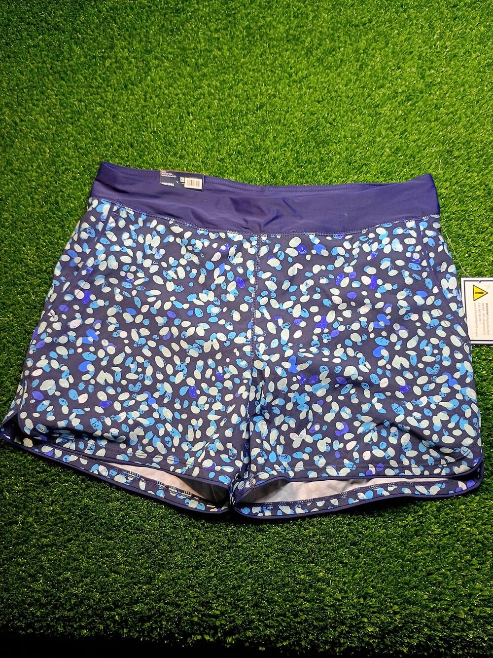 Lands' End Women's XL Blue Butterfly Floral Active Swim Shorts